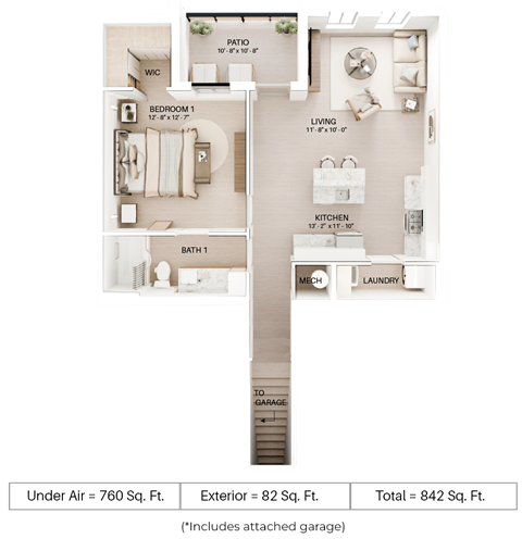 1 bed 1 bath floor plan A at Imperial Crossing Luxury Apartment Homes, Florida